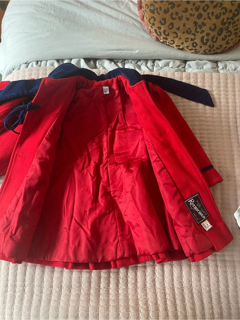 Vintage 4T Rothschild Red Wool Dress Coat